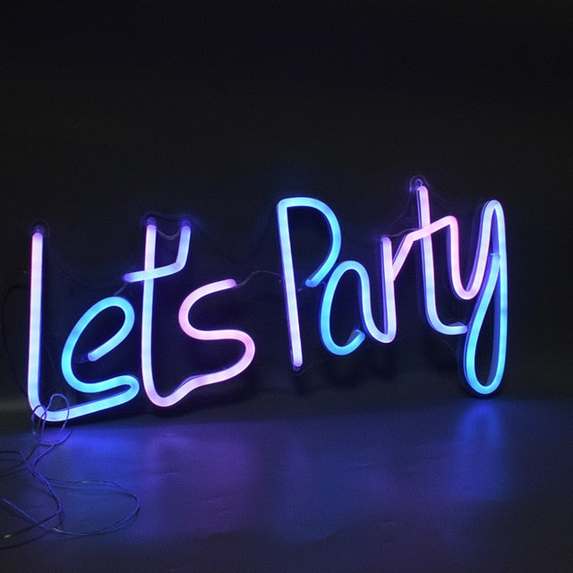 Let's Party Neon Multicolor Sign